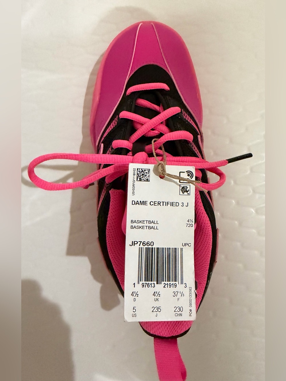 adidas Dame Certified 3 J Pink and Black Basketball Sneakers - Picture 6 of 6